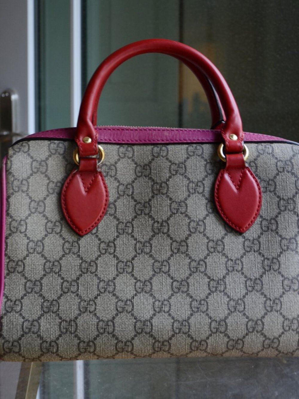 Gucci GG Supreme Monogram Moon Calfskin Small Boston Bag
